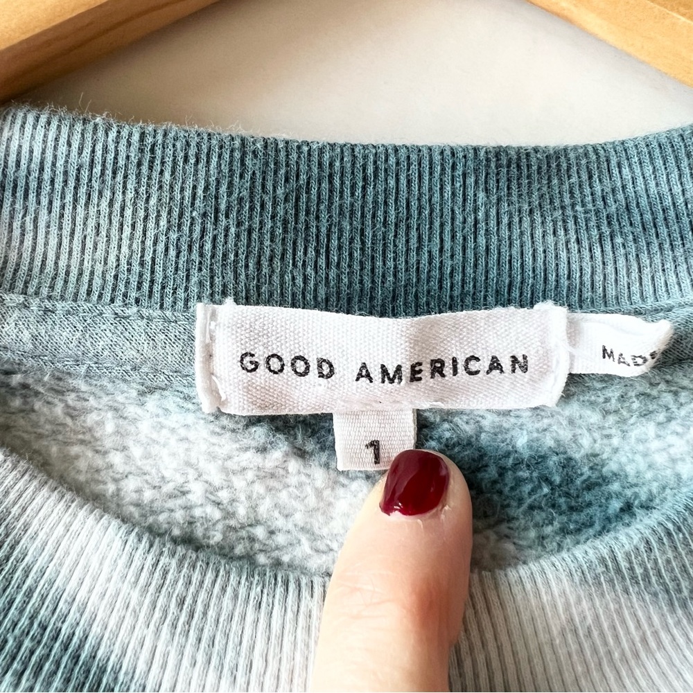 Good American Boyfriend Tie Dye Sweatshirt Crewneck Orion Blue Size Small - Picture 8 of 12